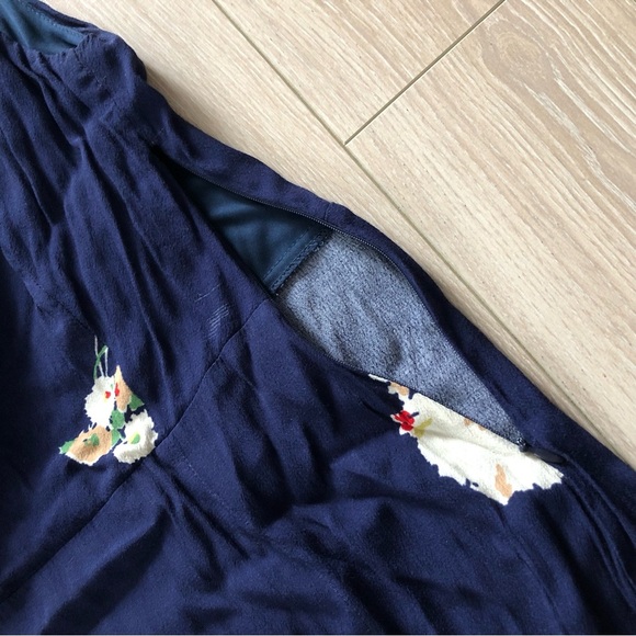 Zara Trafaluc Collection Floral Slit Dress in Navy - Picture 6 of 12